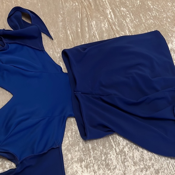 Royal Blue Ruffle Sleeve Bow Tie Back Dress - Picture 7 of 7